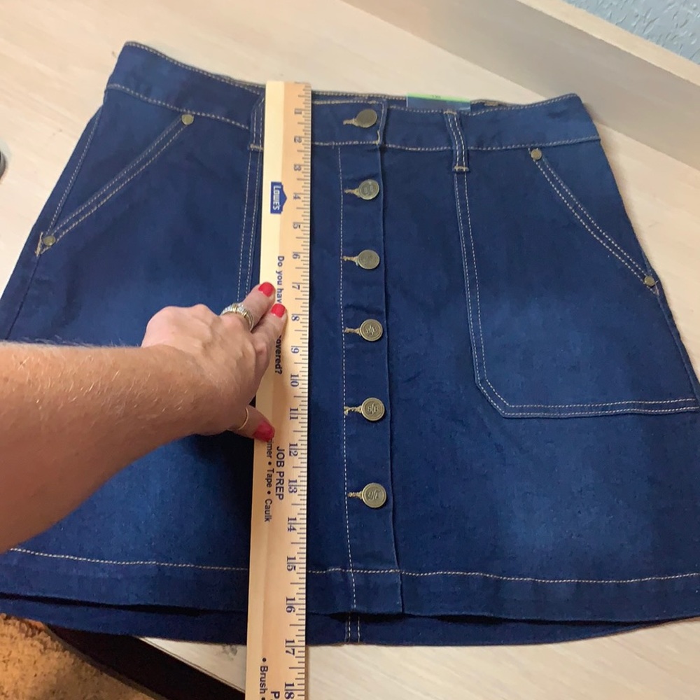 Boom Boom Jeans Dark Denim Button Fly Skirt - Picture 15 of 17